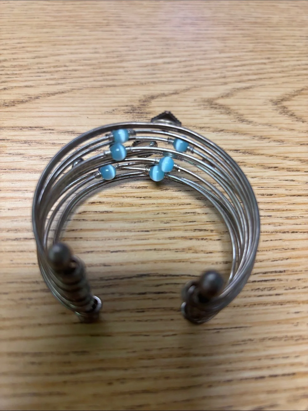 Silver Multi-Wire Cuff Bracelet with Turquoise Accents